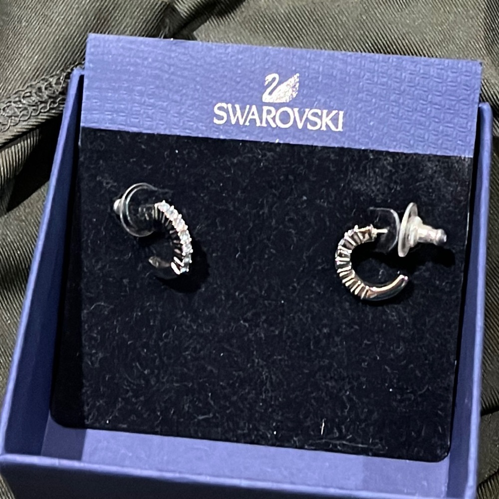 Swarovski mini hoop pierced earrings